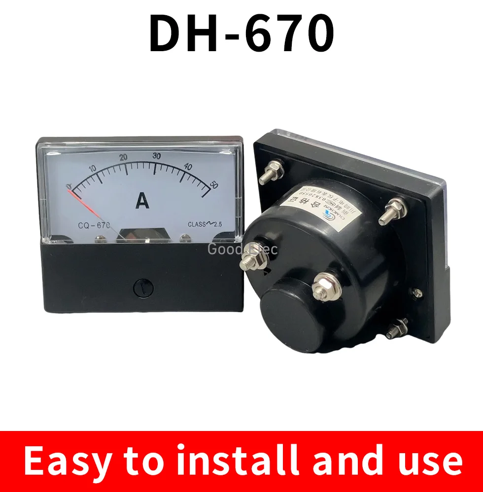 DC DH670 1A 5A 10A 50A 100A 200A 300A 500A Analog Current Panel Meter Ampere Ammeter