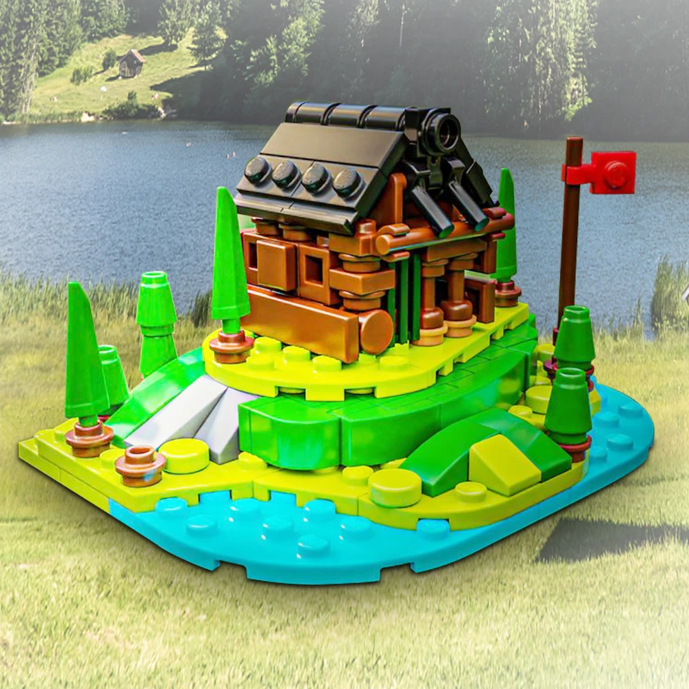 

MOC Microscale Mountain Cabin Building Block Creative Village Old House Country Villa DIY Brick Toy Children's Birthday Gift