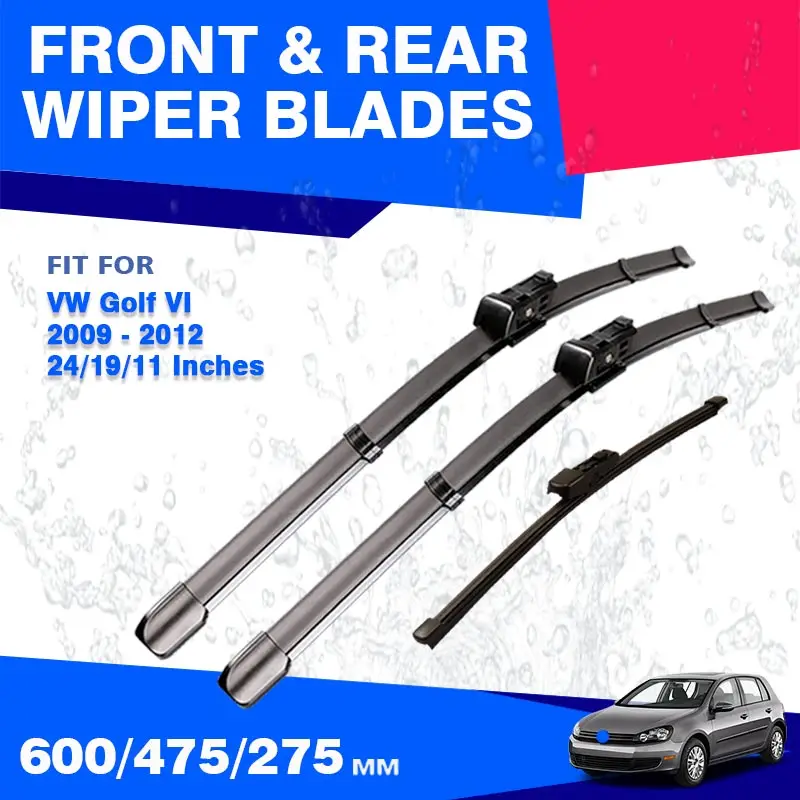 Front Rear Windshield Wiper Blades For Volkswagen Golf VI 6 Mk6 2008 - 2013 SW GTI R Plus Variant Accessories Windscreen Window