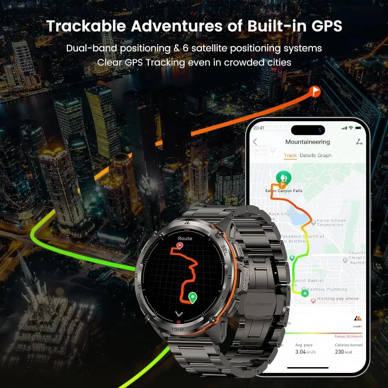 T3 Ultra GPS Smart Watch for Men-Pressure/Altitude/Compass, Extra-Large Battery, Stainless Steel Unibody Rugged Mili