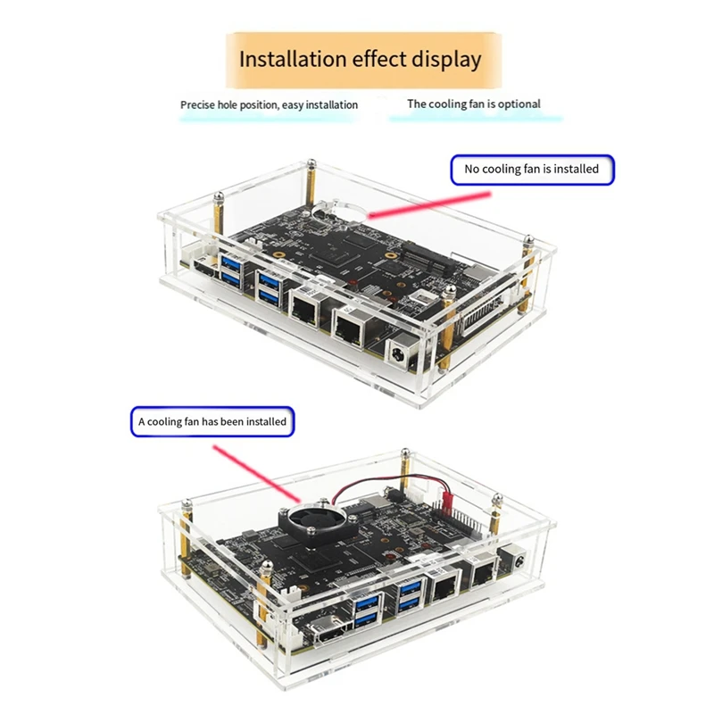 For Banana Pi -F3 Acrylic Case Transparent Shell Protective with Cooling Fan for Banana Pi -F3 Development Board-A75P