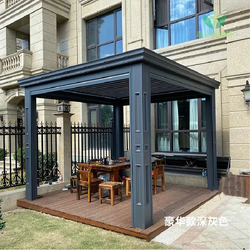 3.5x3.5mOutdoor pavilion courtyard electric rainproof aluminum alloy louver villa garden rainproof awning new Chinese grape trel