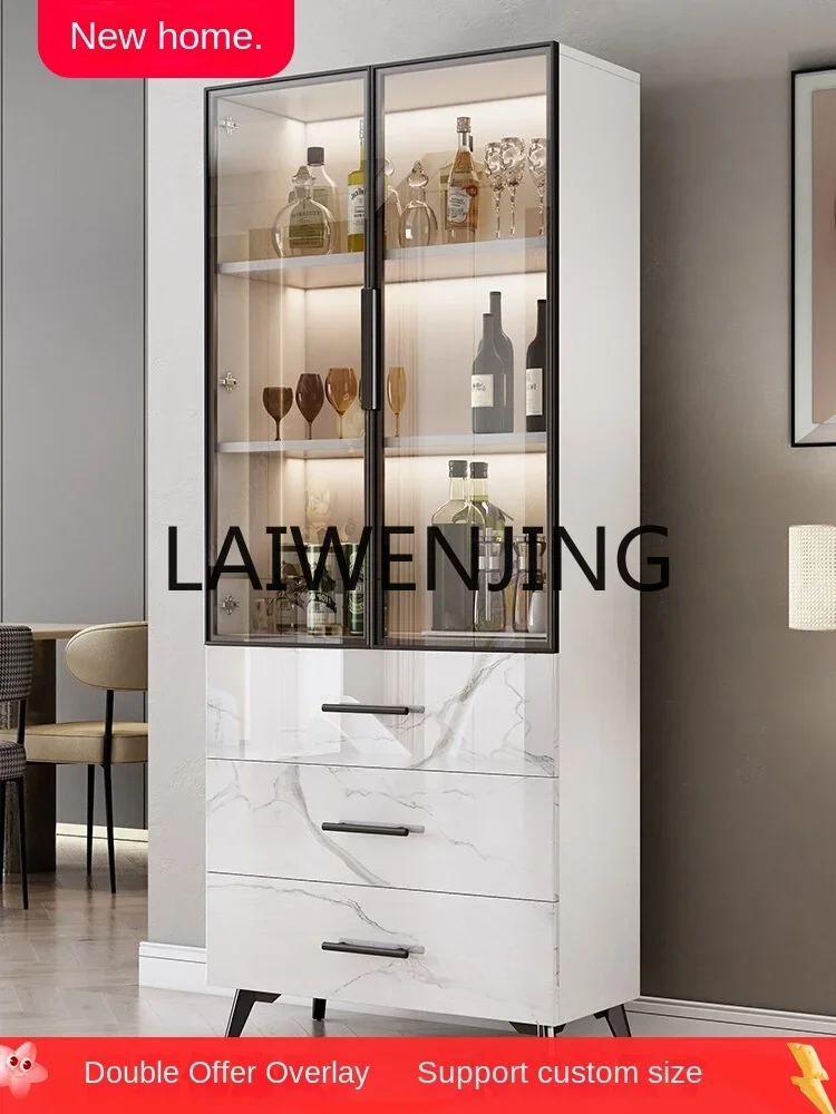 Minimalist dining side light luxury wine cabinet, living room tempered glass door storage storage, home display high cabinet