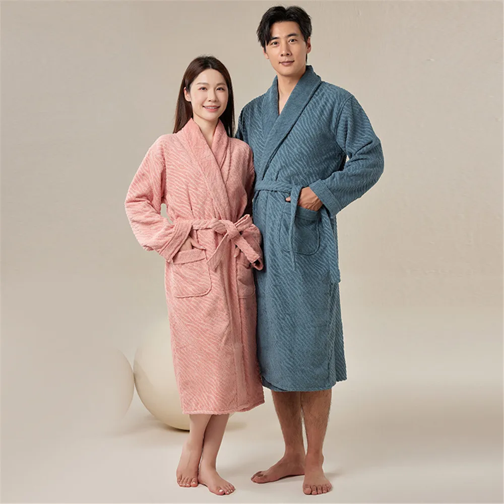 Bathrobe for Women and Men Cotton Terry Quick Drying All Season Thin Design Hotel Towel Beauty Salon Bath Robe Couples