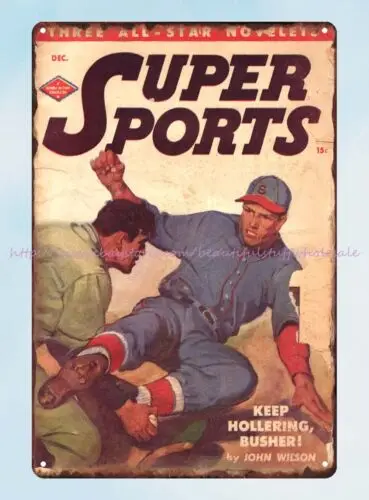 Super Sports magazine cover 1947 tin sign accent wall art