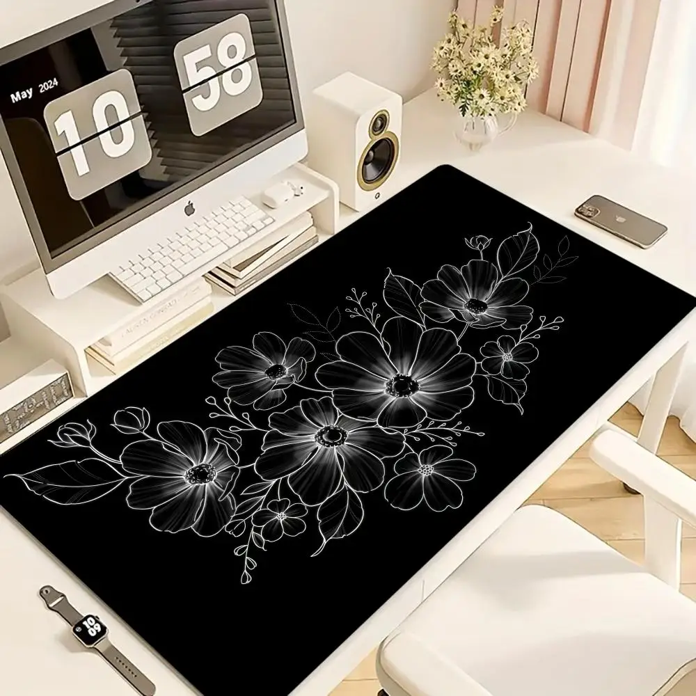 

Flower Pattern Mouse Pad Computer Accessories Office Game Table Mats Rubber Anti-slip Gaming Keyboard Mousepad Desk Pads 40x90