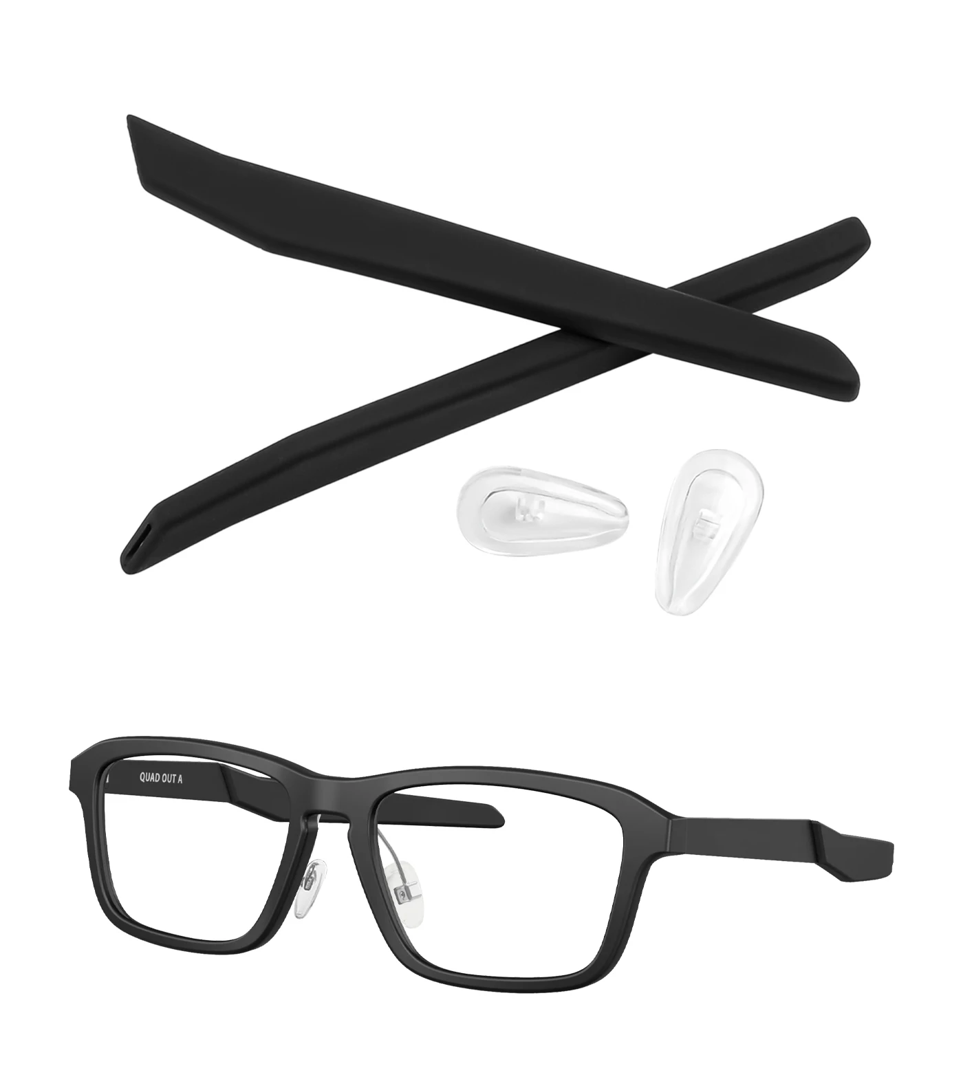 Coussinets d'oreille et de nez en silicone de remplacement pour Oakley Quad Out Asian Fit (Youth Fit) OY8030F/Quad Out Low Bridge (Youth Fit) OY8030F