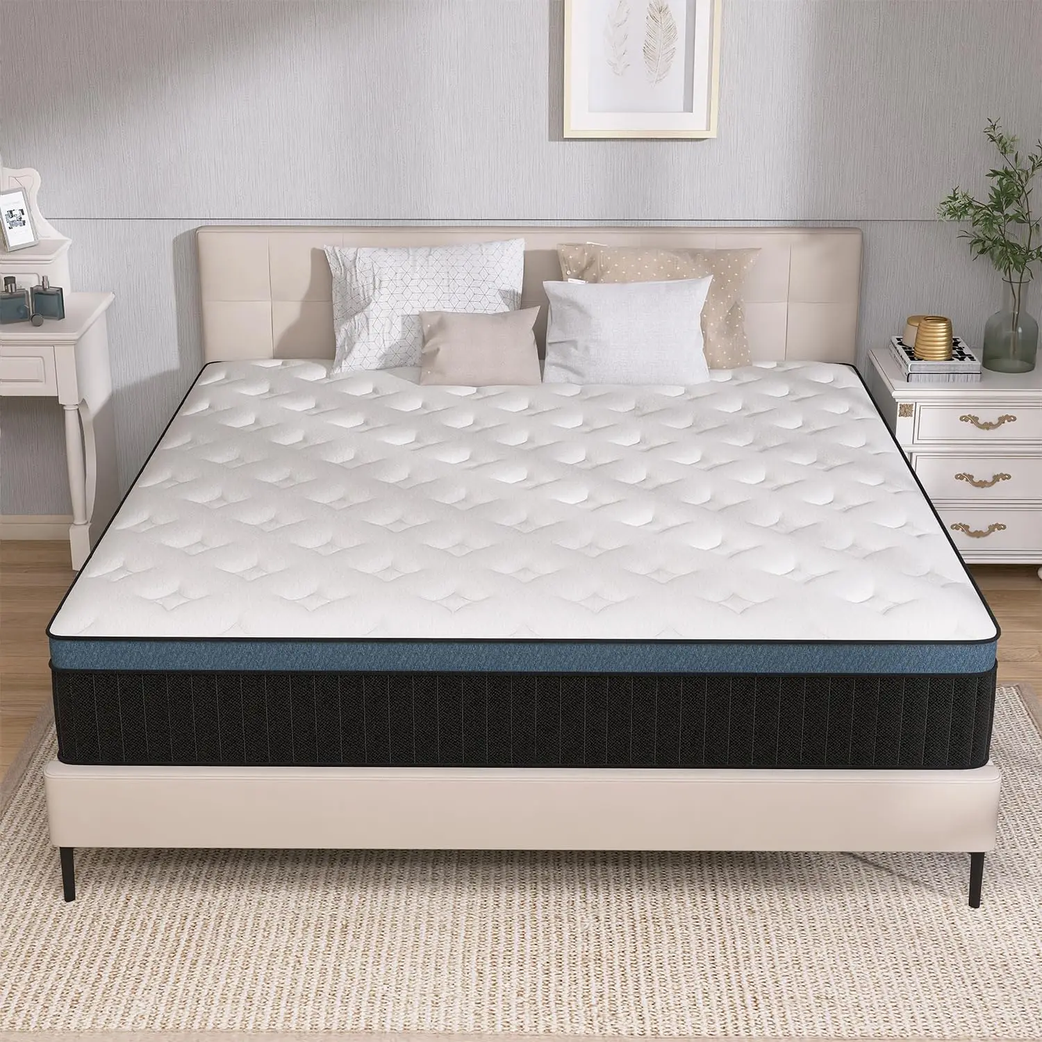 Full Size Mattress 14 inch Full Mattress Motion Isolation Individually Pocket Spring Medium Firm Edge Support CertiPUR-US