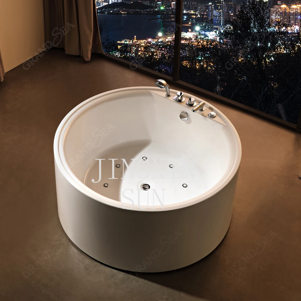 Household Round Bubble Bath Single Thermostatic Spa Jacuzzi Acrylic Bath