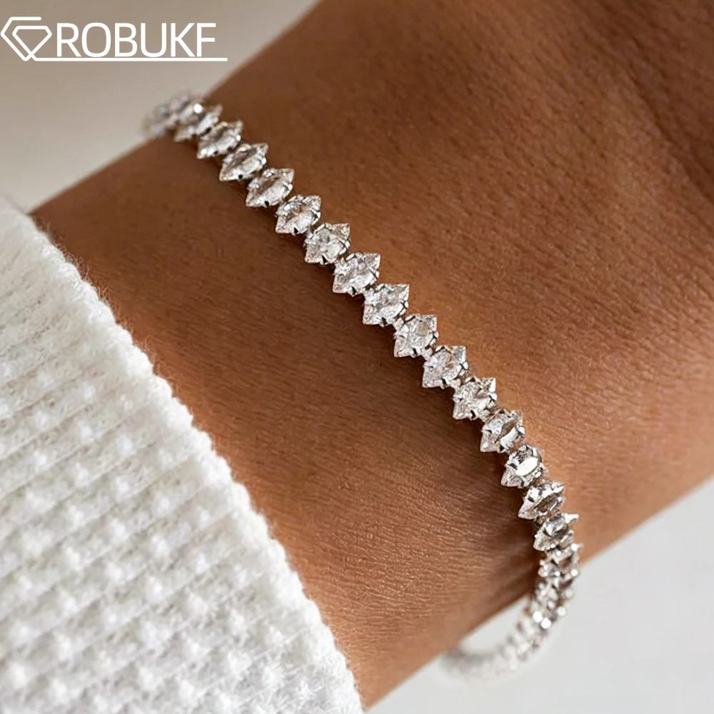 

Certified Marquise Cut All Moissanite Tennis Bracelet For Women Brilliant Cut Lab Diamond S925 Silver 18K Plated Bridal Jewelry