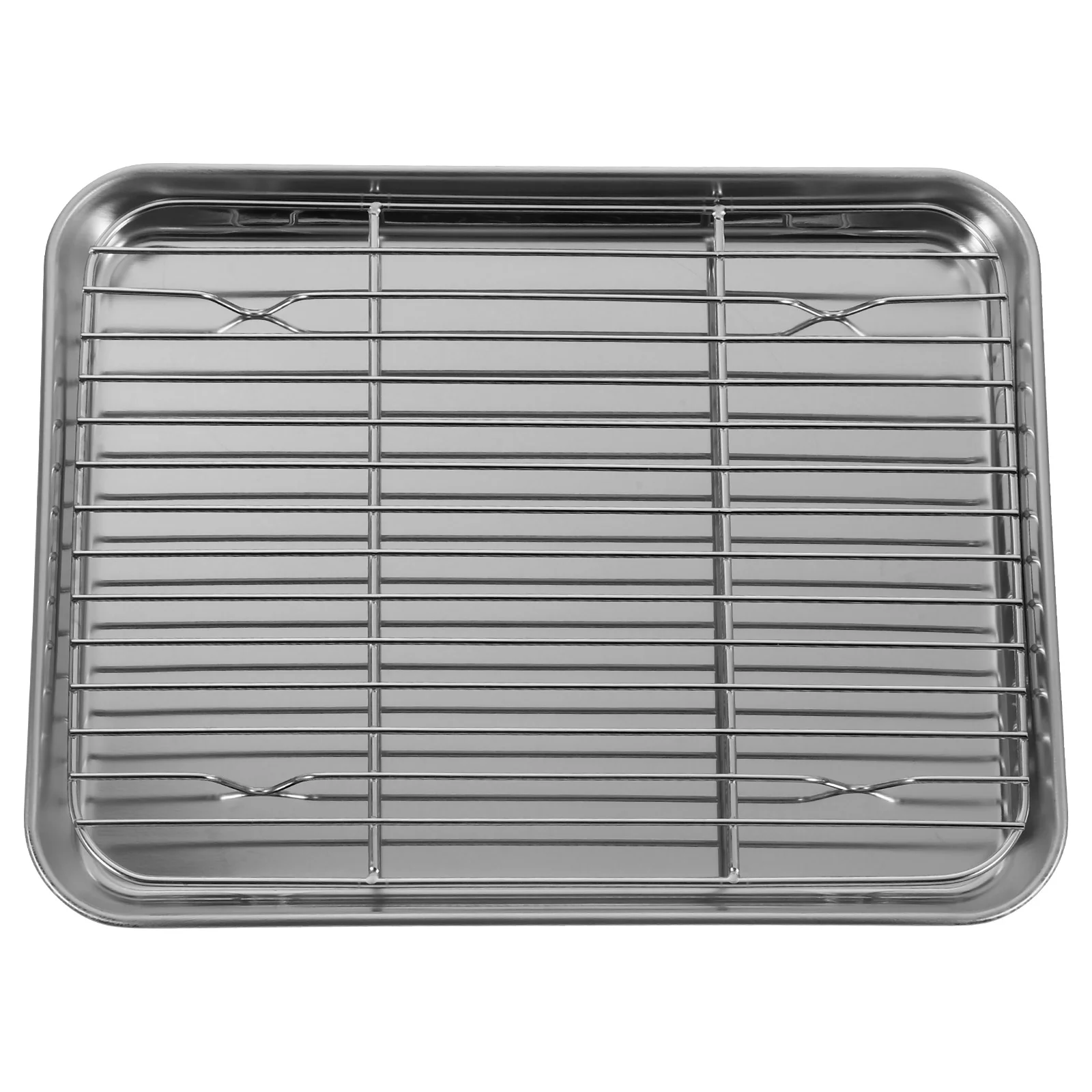 

2 Pieces/Set Baking Tray Rectangular Pan with Wire Rack Suite Removable Cooling