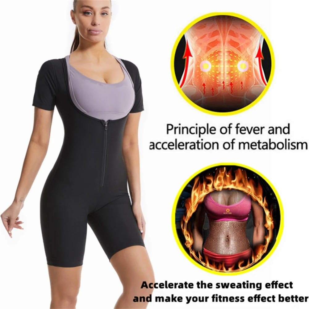 Kombinezon do sauny domowa dla kobiet Sweat, kamizelka gorset Waist Trainer 3 w1 wyszczuplający modelowanie całego ciała koszulka Fitness treningowy
