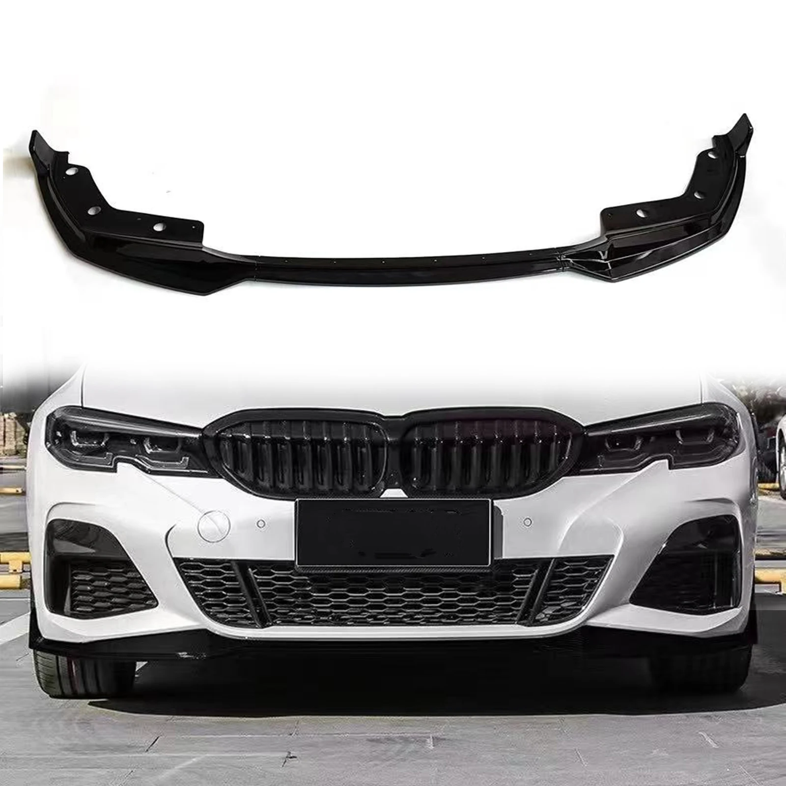 

Front Bumper Spoiler Lip For BMW G20 G28 New Gen 3 Series 318i 320i 330i M340i M Sport 2019-2022 MP Style Gloss Black Splitter