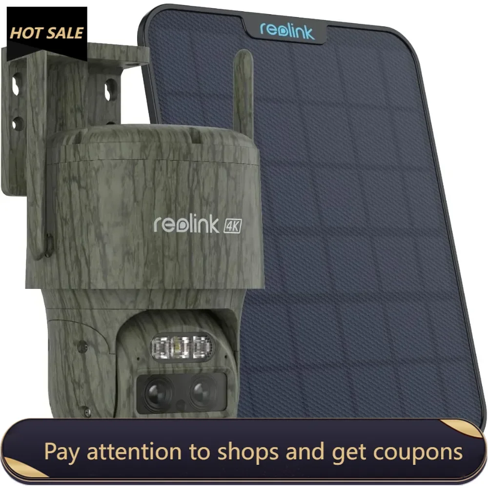 

4K Dual Lens Cellular Trail Secuirty Camera，4G LTE，Auto Tracking No WiFi Live Video Game Solar Powered Camera with6X Hybrid Zoom