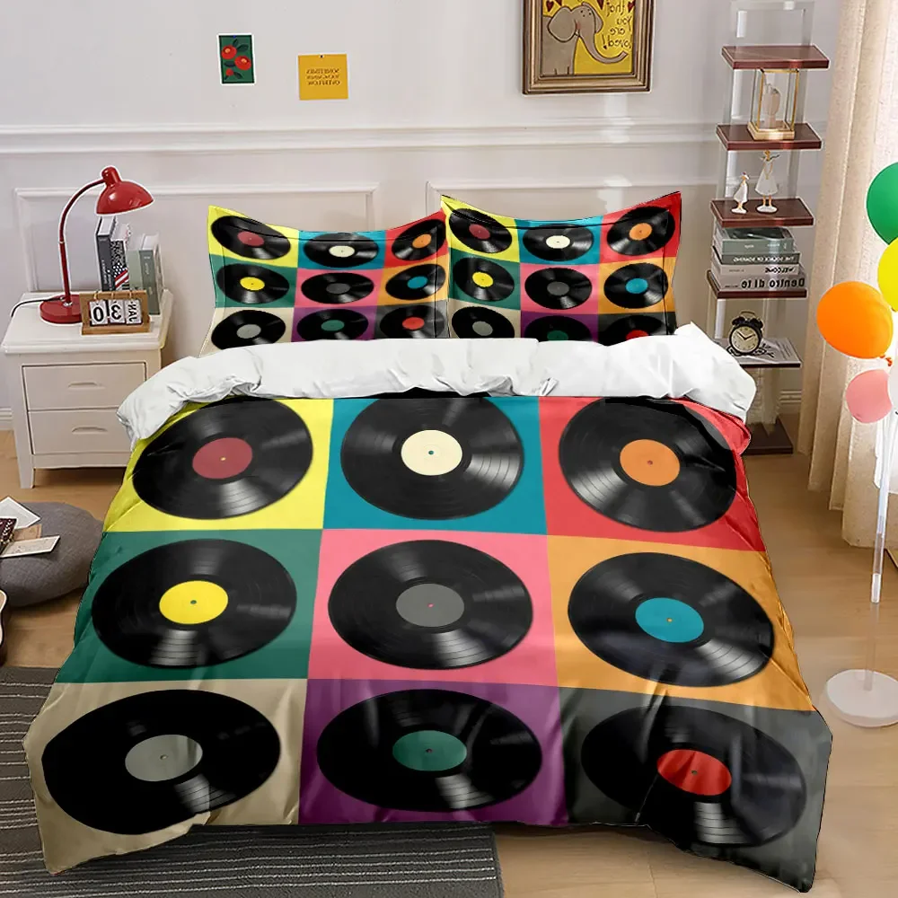 Retro Vinyl Record Wall Art Multiple sizes kid's and adults' bedroom Exquisite 3PC bedding set, gift
