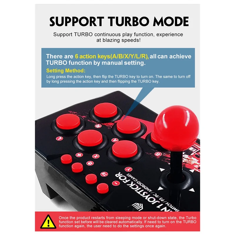 B49C Arcade Joystick For Switch TURBO Games Console 4 In 1 Game Joystick Station For PS3 For Nintendo Switch Android TV PC