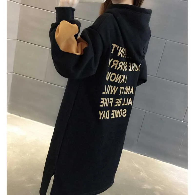 Fashion Spliced Loose Printed Letter Hoodies Sweatshirts Women\'s Clothing 2023 Winter Oversized Korean Tops Casual Sweatshirts