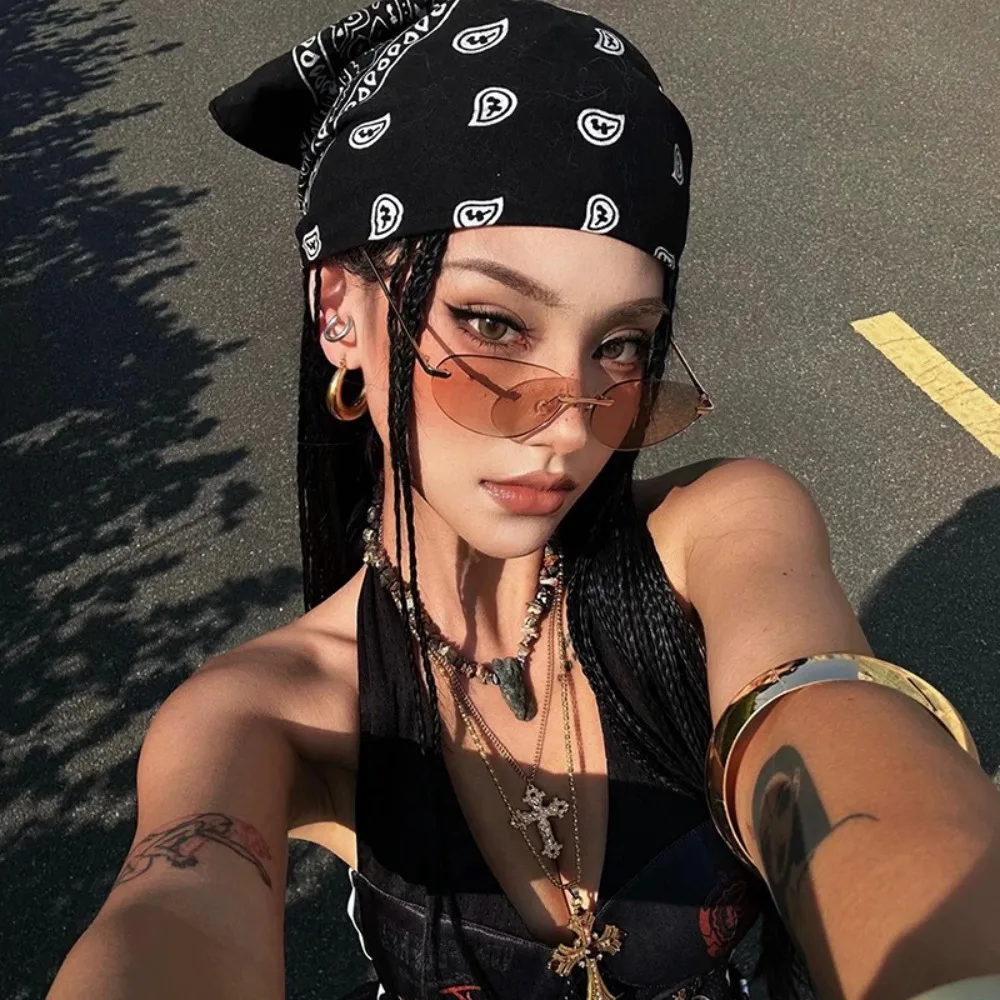 

Elegant Sweet Y2k Print Turban Star All-match Printed Headscarf Neckchief Chest Scarf Small Square Scarf Outdoor