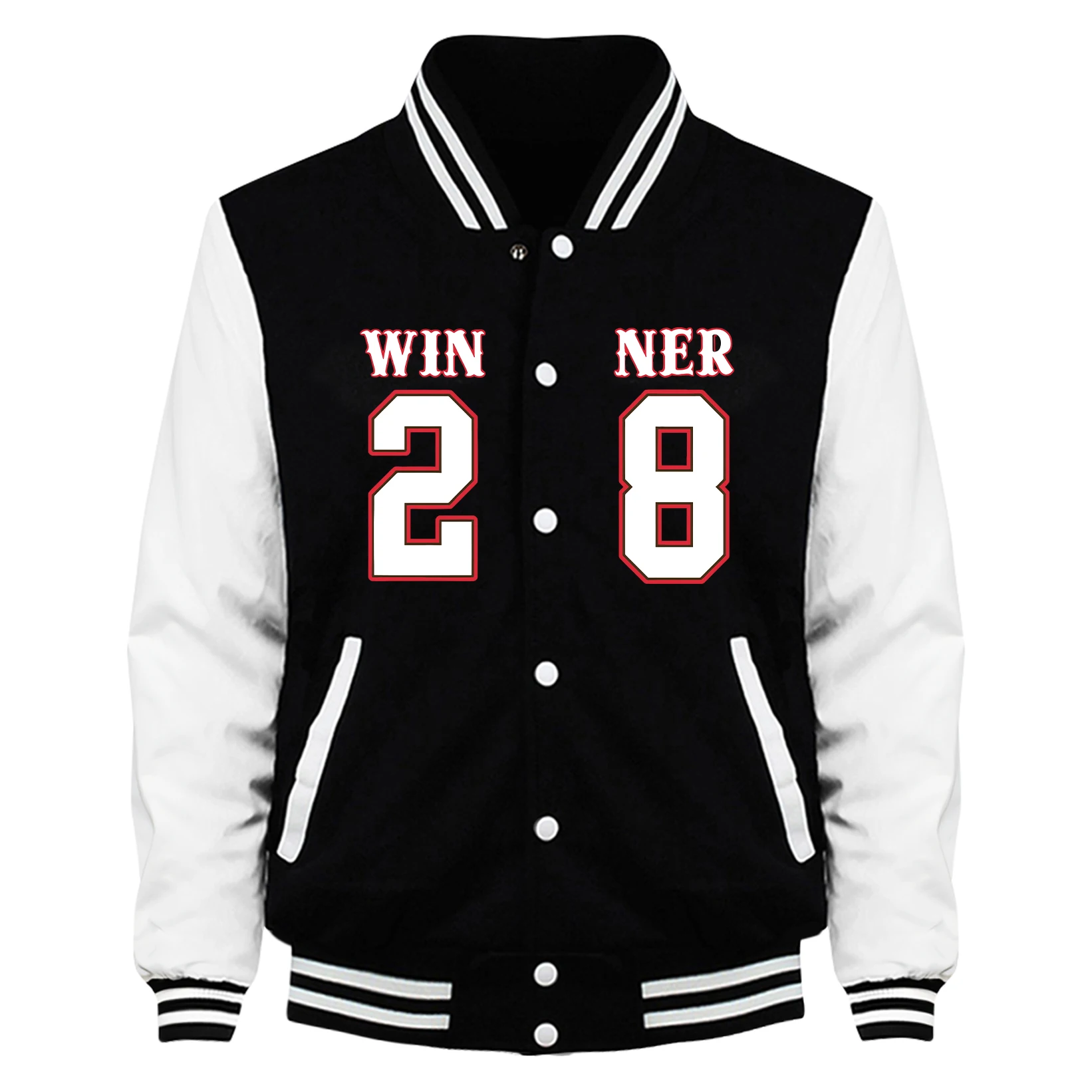 

Winner On The 28Th Print Men Streetwear Fashion Baseball Jackets Autumn Sport Clothing Fleece Unisex All-Match Retro Jacket