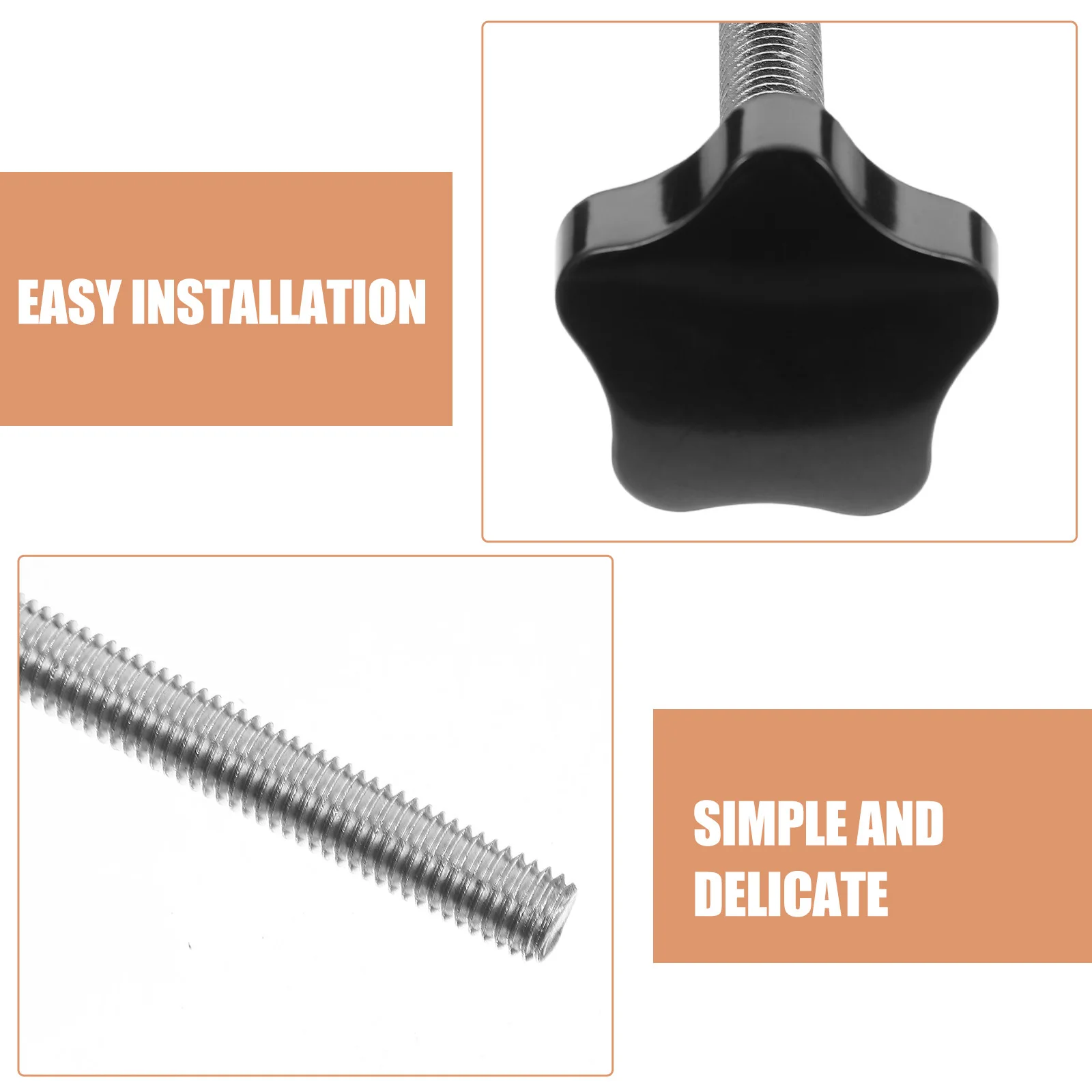 20Pcs M10x70 Black Star Knob Nut Antislip Grip for Precise Adjustments Woodworking Tool Replacement Parts Threaded Hand Knobs