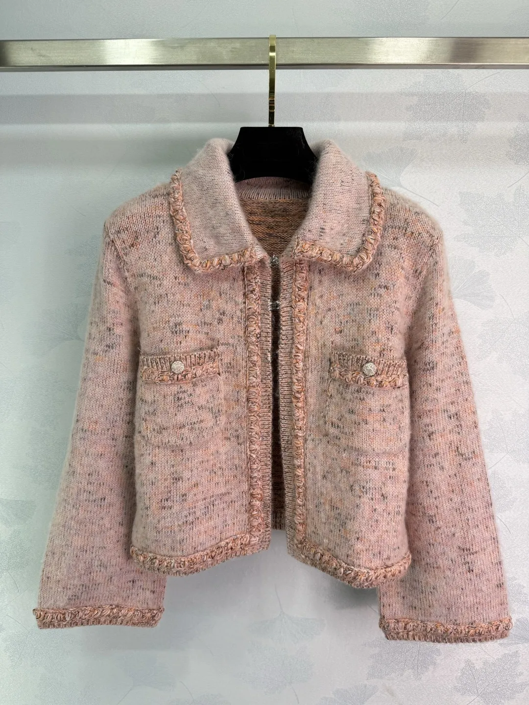 

25. ранняя осень, новое платье для девочек, новое розовое шерстяное вязаное пальто с цветочным принтом, полуюбка