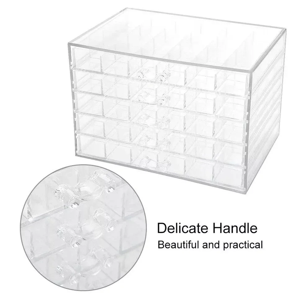 120 Lattices Decor Art Nails Organizer Plastic Earrings Storage Box Jewelry Case Ring Container 5 Layers Ear Stud Display Tray