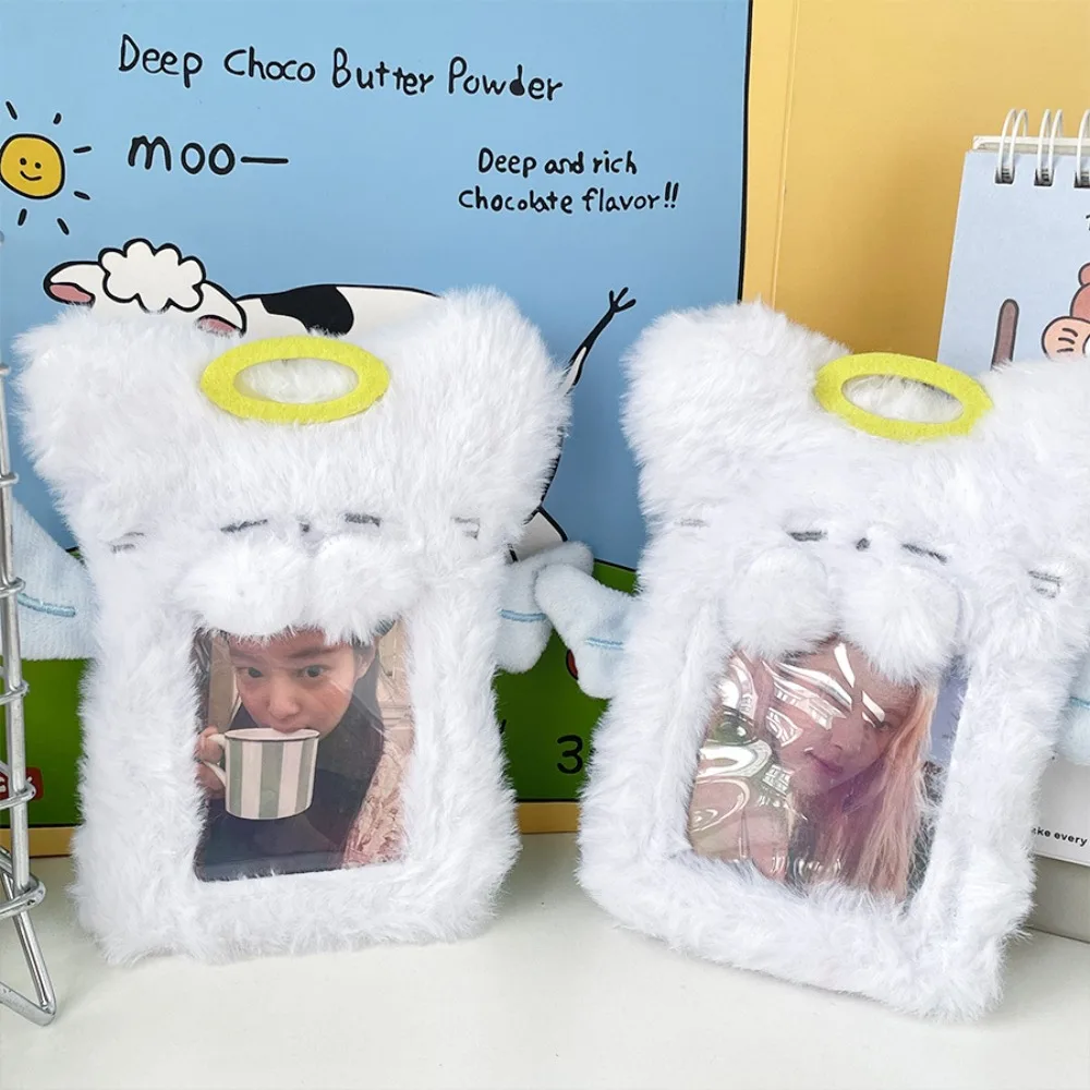 PP Cotton Angel Photo Protective Case Transparent Dustproof Rabbit Card Holder Soft Card Sleeve Cartoon Plush Photocard Holder