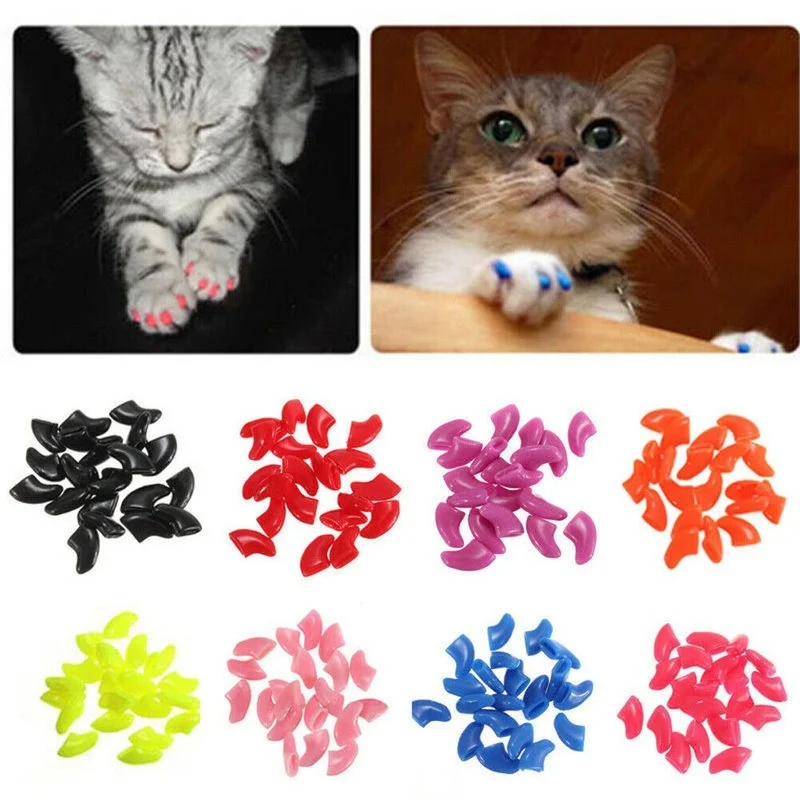 20 Pcs Cat Nail Cover Fashion Silicone Durable Casual Nail Protector Shell Case