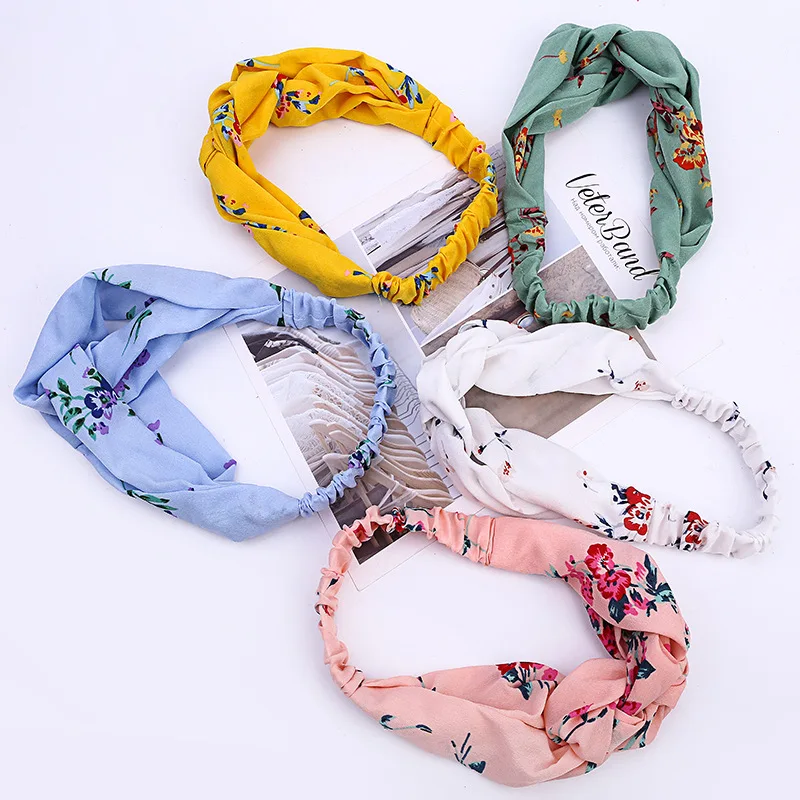 

Bohemian Style Hairbands Print Headbands For Women Retro Cross Knot Turban Bandage Bandanas Hair Accessories Makeup