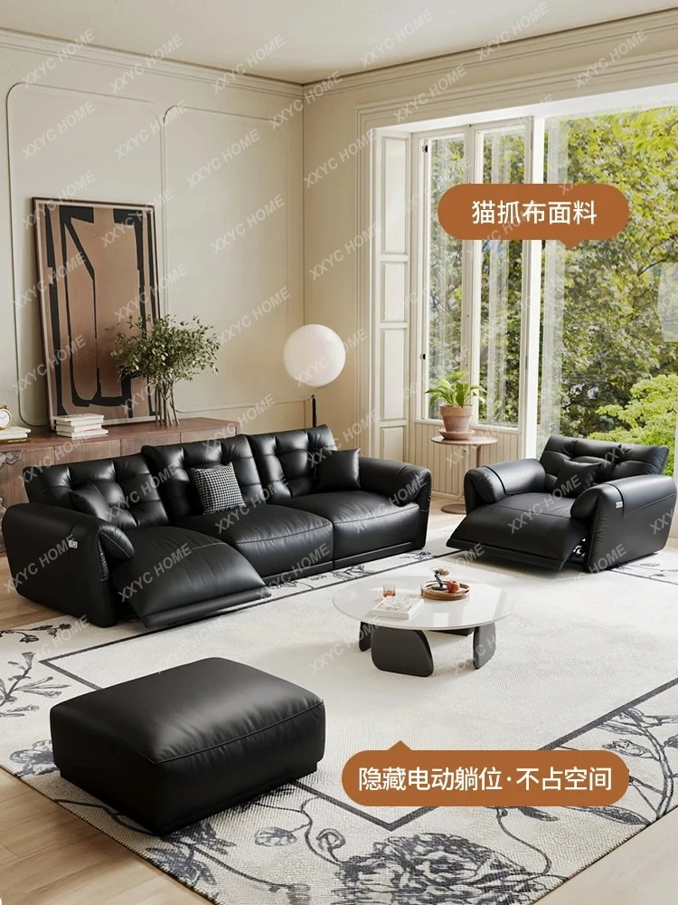 TTItalian Minimalist Multifunctional Electric Sofa Zero Wall Adjustable Sofa Smart Light Luxury Cat's Paw Flannel Sofa