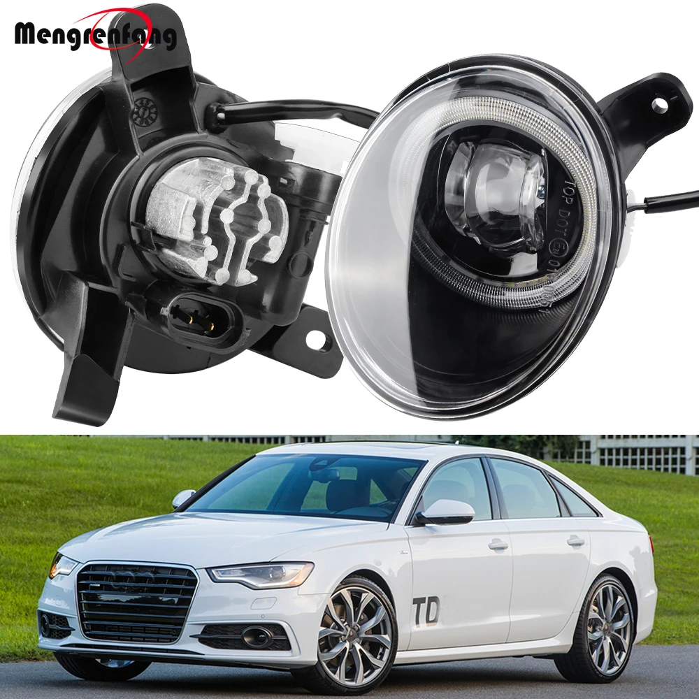 2 Pieces Car H11 Canbus LED Fog Light Angel Eye Daytime Lamp DRL 8000LM For Audi A6 S6 4G C7 Sedan/Avant/Quattro 2011-2018