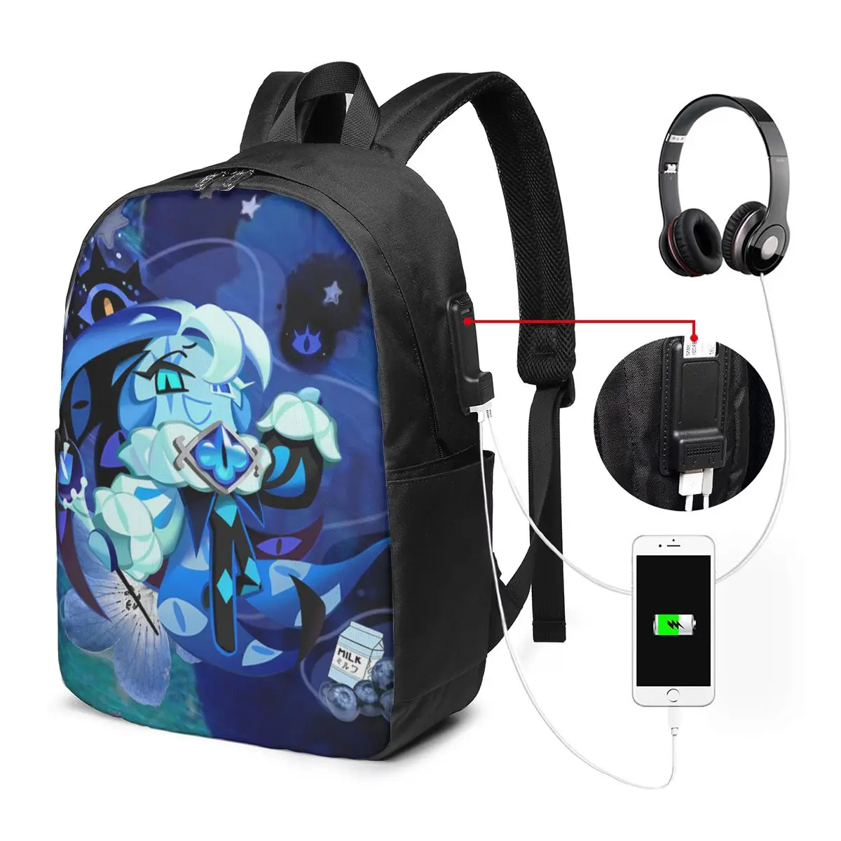 Shadow Milk Cookie Kingdom Game Backpack Travel Notebook Bag Computer College Student School Bag Laptop Shoulder Bags Men Women