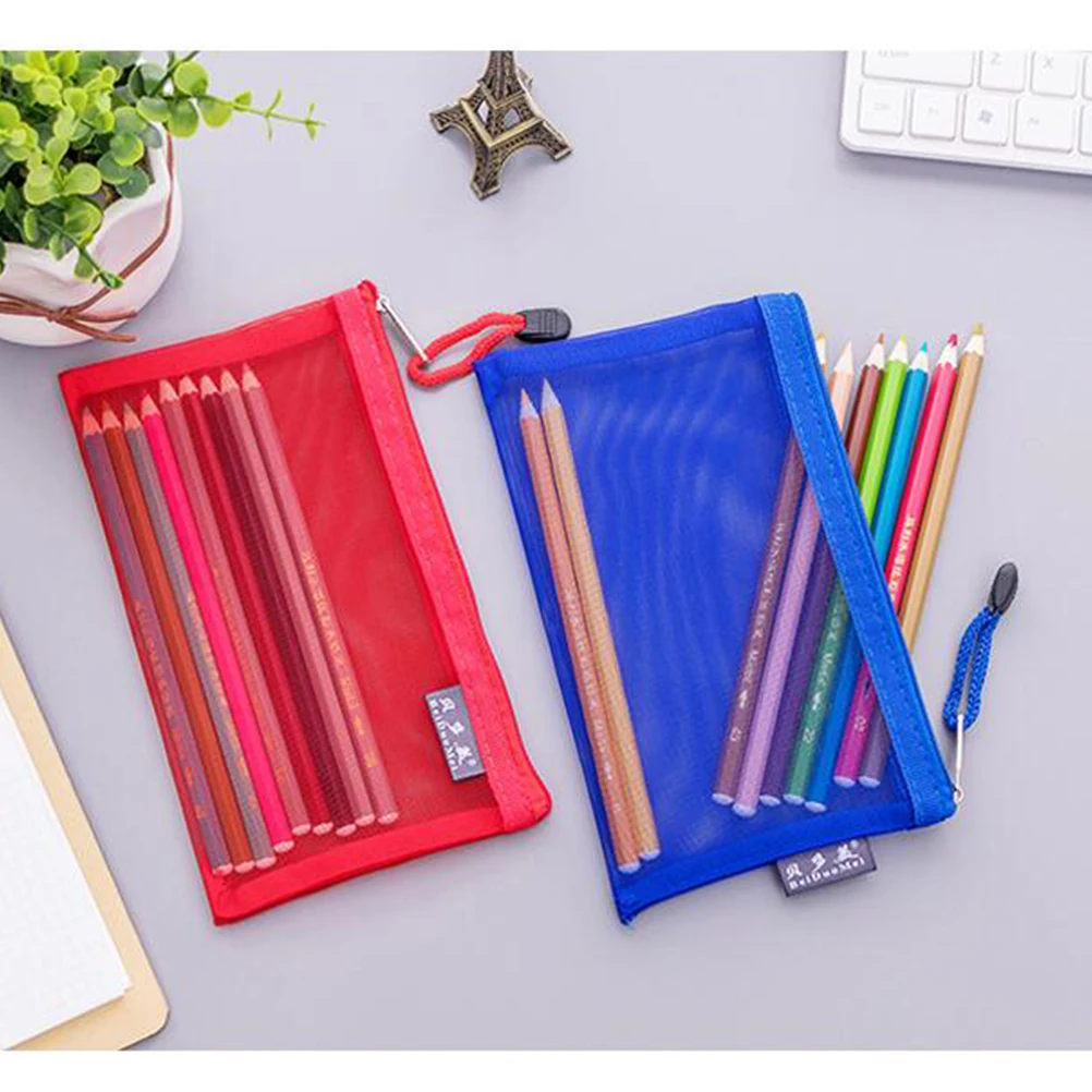 

6 Pcs Zipper Pencil Case School Pouch Multipurpose Mesh Marker Bag Nurse File Bags