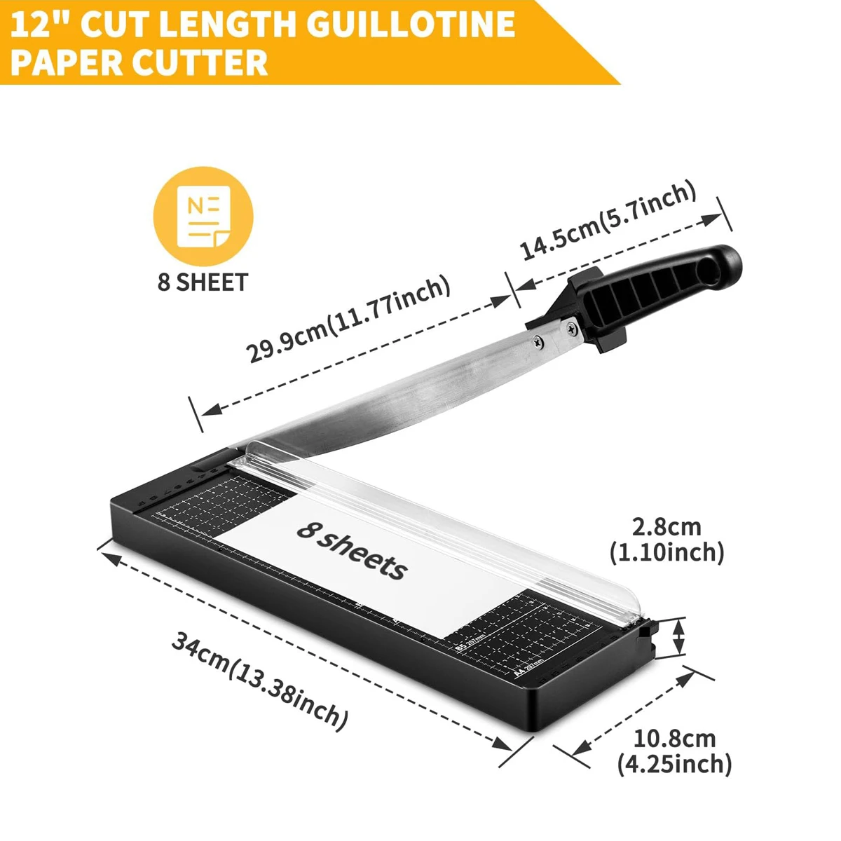 Black rounded corner paper cutter, 8-sheet capacity paper cutter, cardstock paper cutter, crafts, classroom