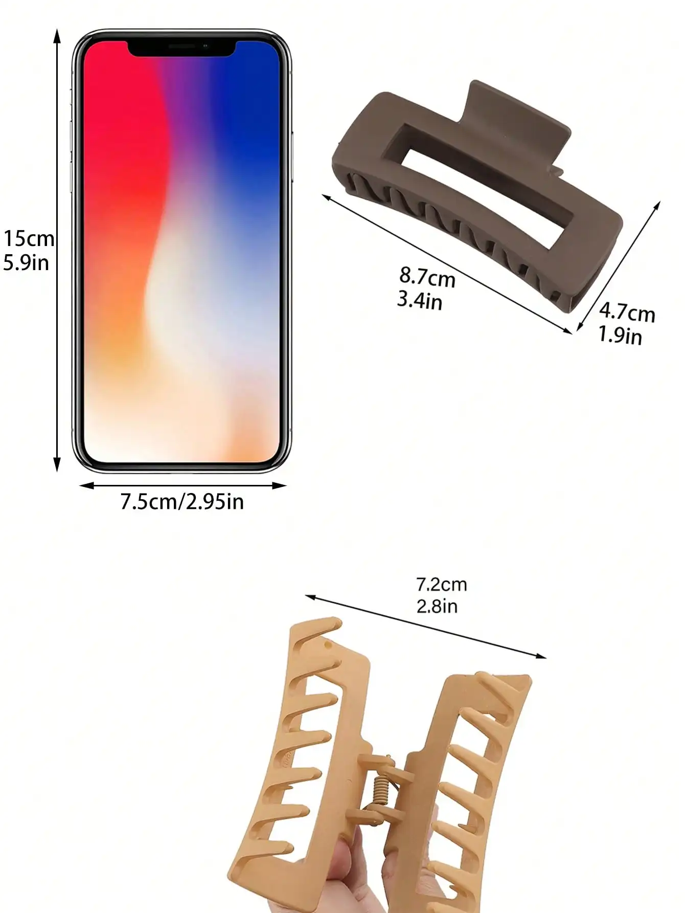 4 Stück klassische schwarze Haarklammern in verschiedenen Stilen, Blumenquadrat, große Haarnadeln, rutschfeste Haar-Accessoires für Frauen, dickes Haar – Detail 11
