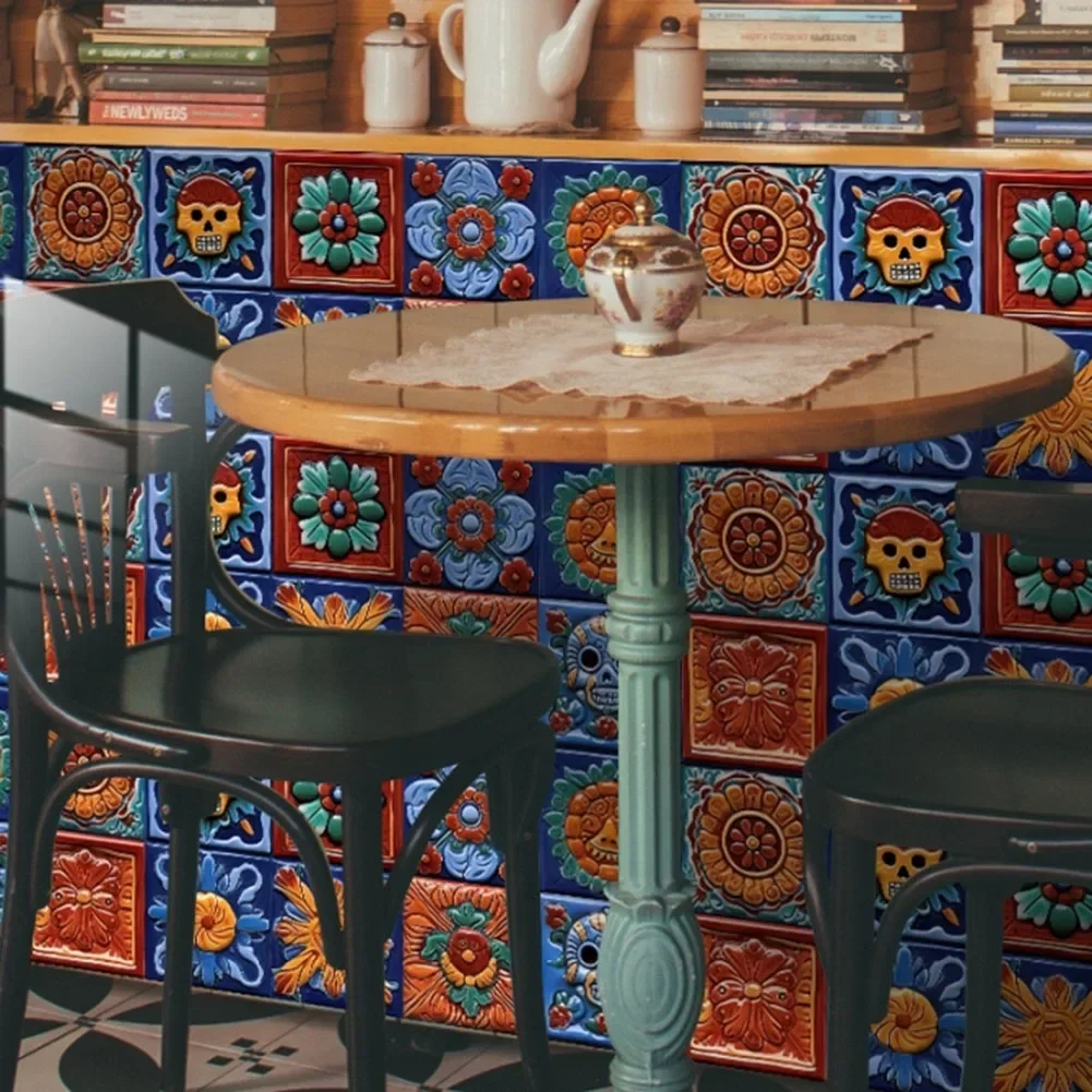 20pcs Mexican Tile Stickers Modern Minimalist Decorative Wall Sticker For Home Bathroom Kitchen Decor Home Room Wall Sticker