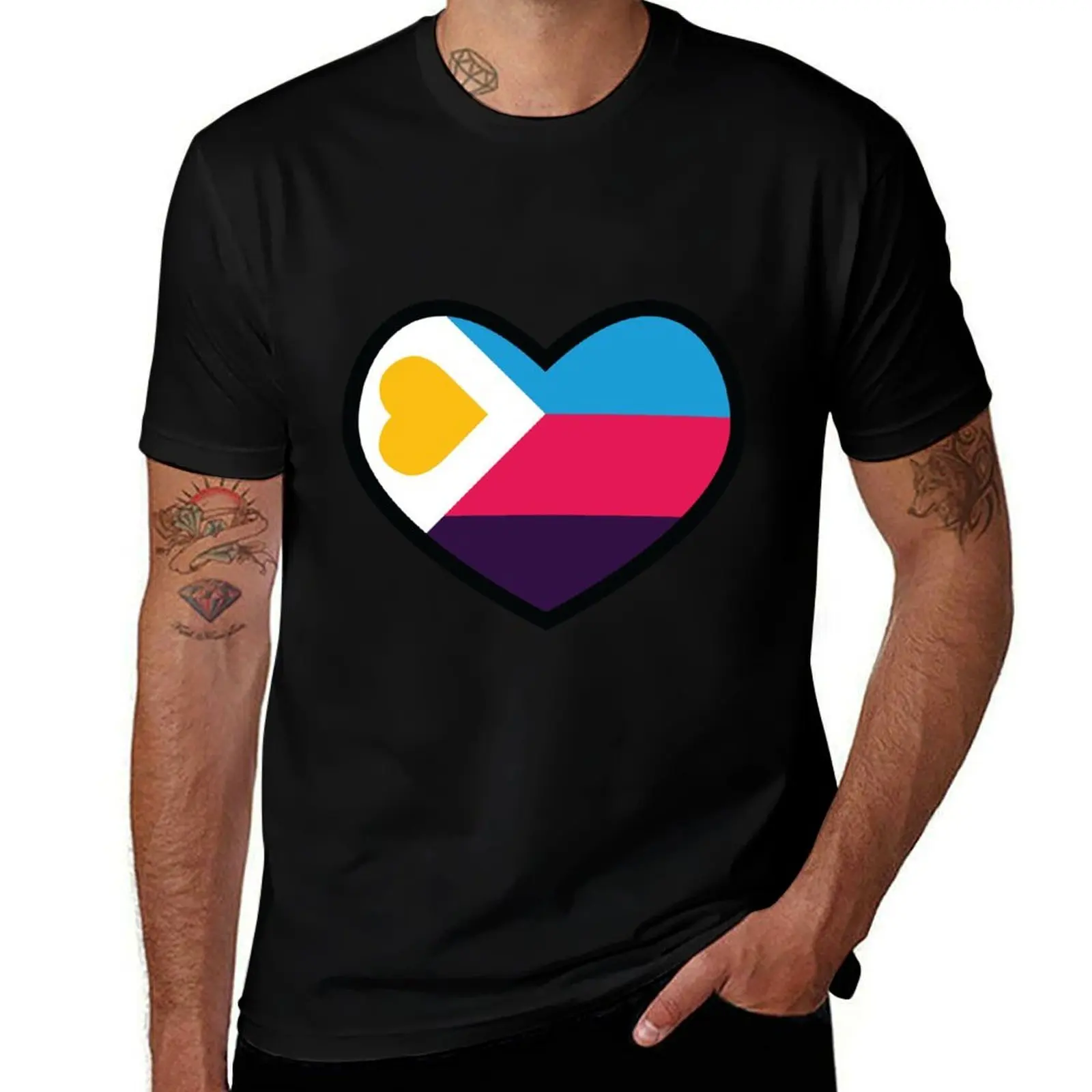 

Polyamorous Flag Heart T-Shirt topping quick-drying Aesthetic clothing clothes mens designer t shirt