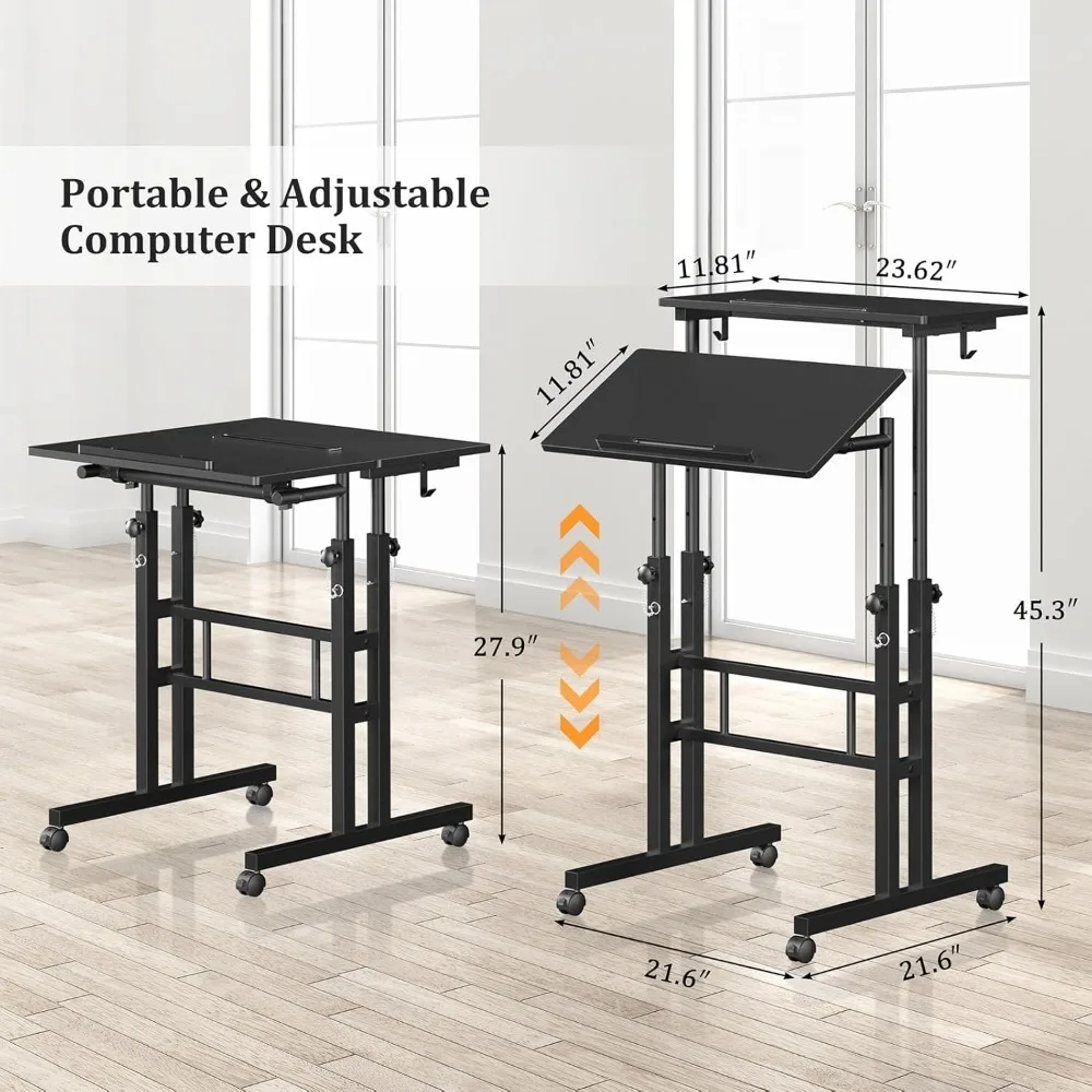 

Office Furniture Sets Mobile Standing Desk on Wheels Adjustable Height Portable Rolling Computer Table for Walking Pad