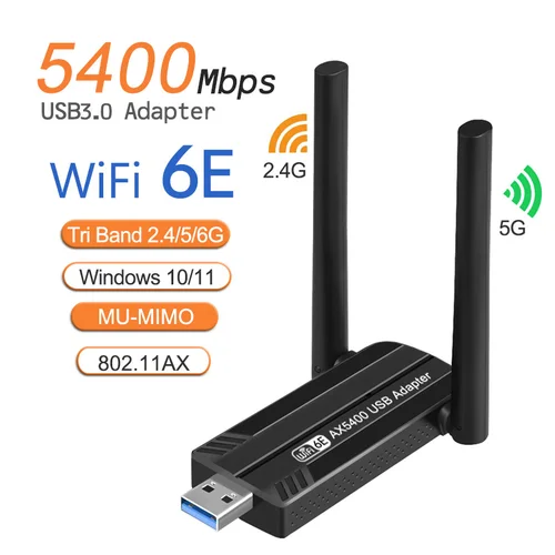 Wifi6E USB 3.0 와이파이 동글 어댑터, USB 와이파이 리시버, 트라이 밴드 2.4G, 5G, 6GHz, MU-MIMO 플러그 앤 플레이, 윈도우 10/11