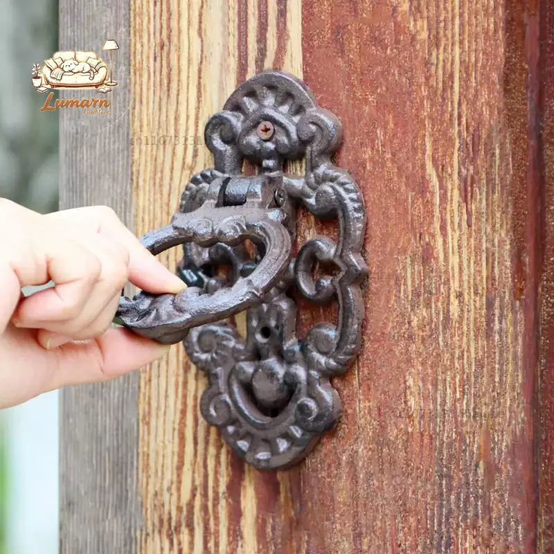 Vintage Cast Iron Wall Door Knocker Old Fashioned French Front Door Metal Wall Decor Ornament Garden Door Rustic Wedding Gift