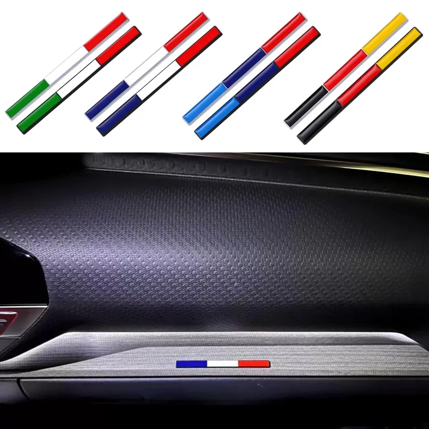 1 pair of 3D metal national flag stickers for Germany, Italy, and France, suitable for car fenders, car trunk decoration, center