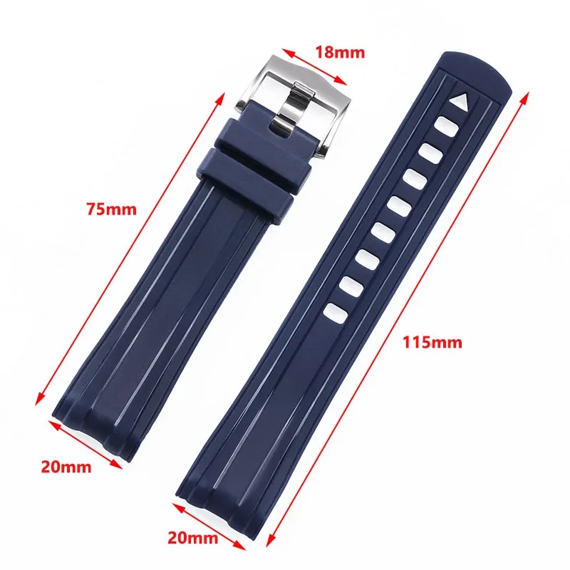 20mm Rubber Strap for OMEGA for Seamaster 300 Watchband Silicone Curved End Bracelet Women Men Band Waterproof Watch Accessories