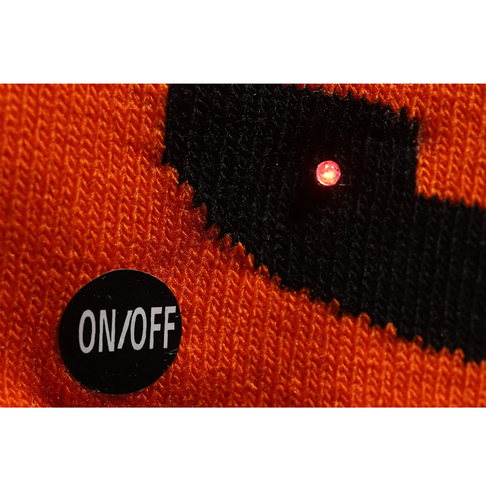 

2Pcs Halloween Glowing Knitted Beanie Hat 20x24cm Luminous Lighting Cap Party Decoration Pumpkin Ghost Halloween Glowing Hat