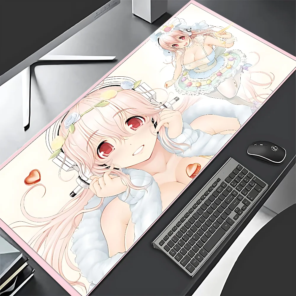 Alfombrilla de ratón de cuero PU con diseño de Chica de Anime, alfombrilla grande para escritorio de oficina, teclado de escritorio impermeable, alfombrilla de ratón para juegos S-Super S-Sonico