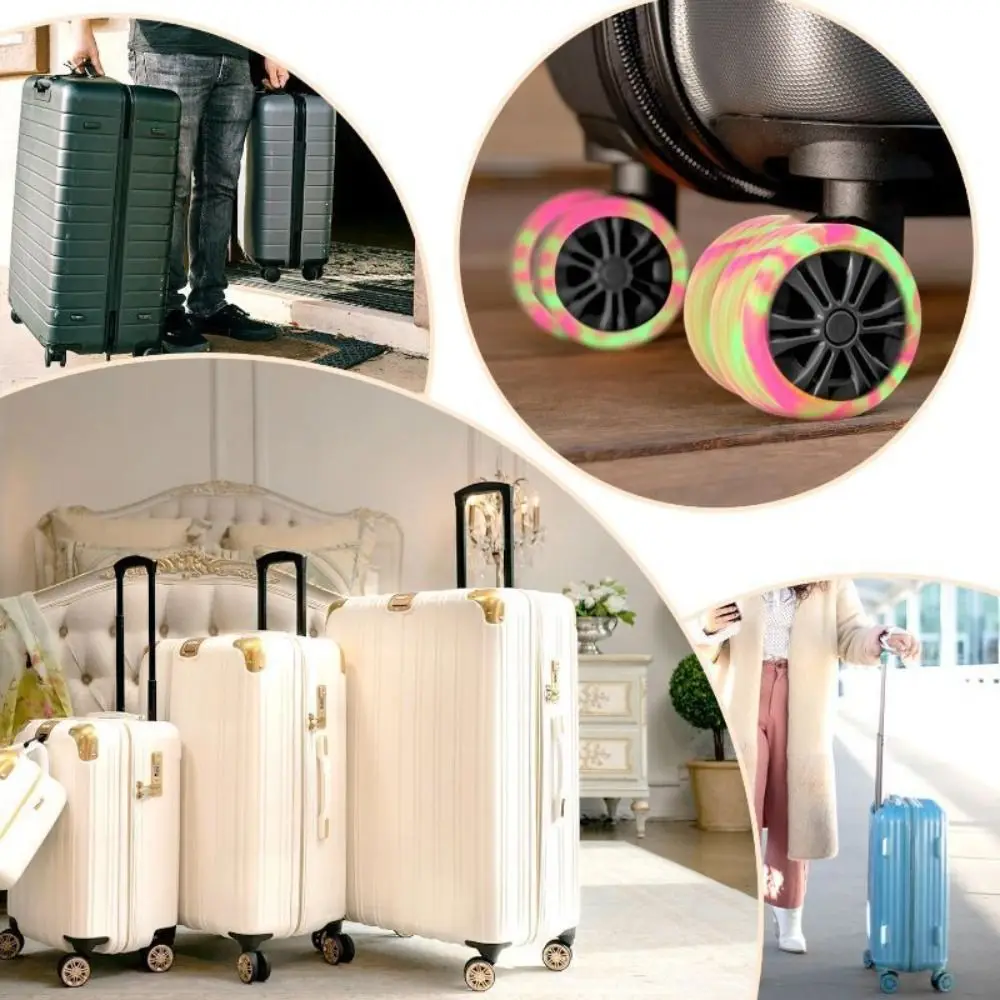 4 Pcs Silicone Luggage Wheels Protector Reduce Noise Thickened Travel Luggage Caster Shoes Reduce Wheel Wear