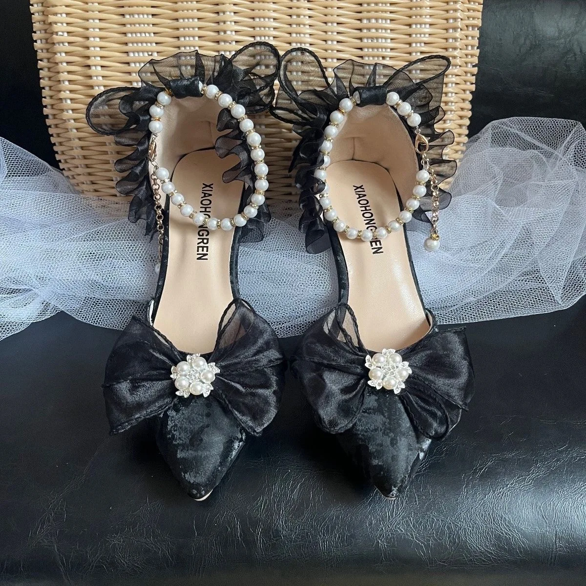 Sepatu hak hitam Lolita untuk wanita y2k sepatu Jepang