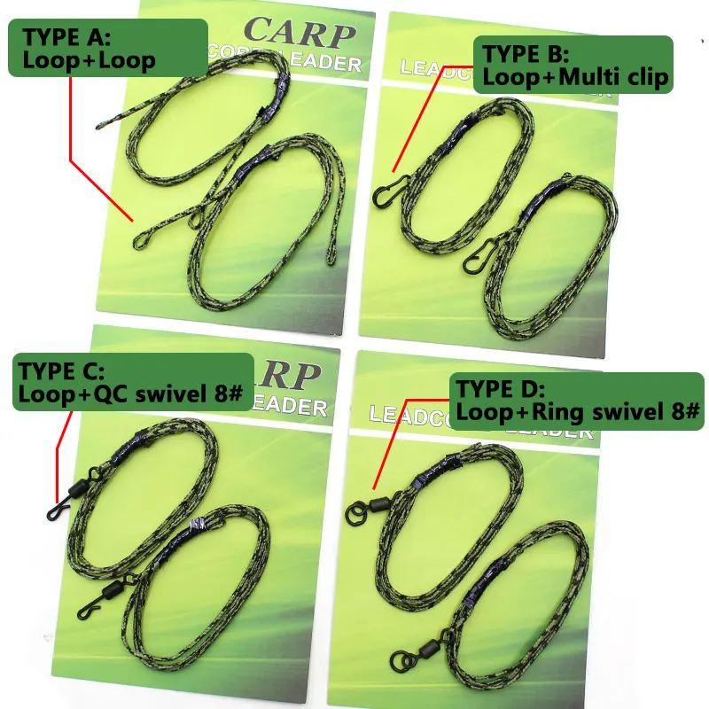 2pcs Carp Fishing Leadcore Leader Lines 45lb Quick Change Hooklink Swivel 8# Ready Tied Carp Rigs For Carp Fishing Accessories