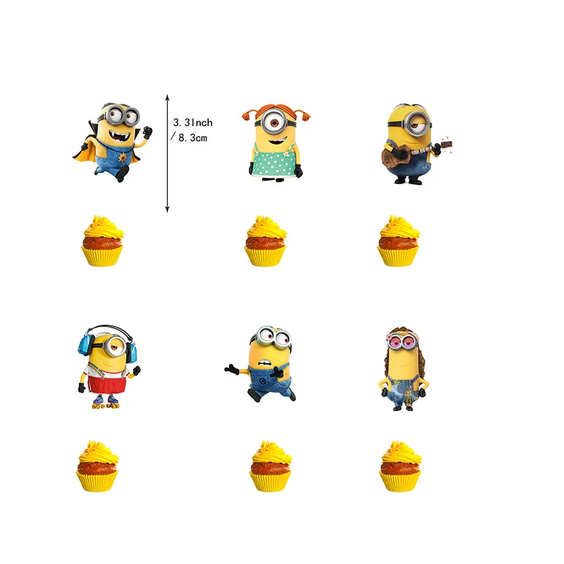 New Big-eyed And Cute Despicable Me 4 Minion Theme Birthday Background Cloth Balloon Cake Inserts Kids Birthday Pull Flag Gifts