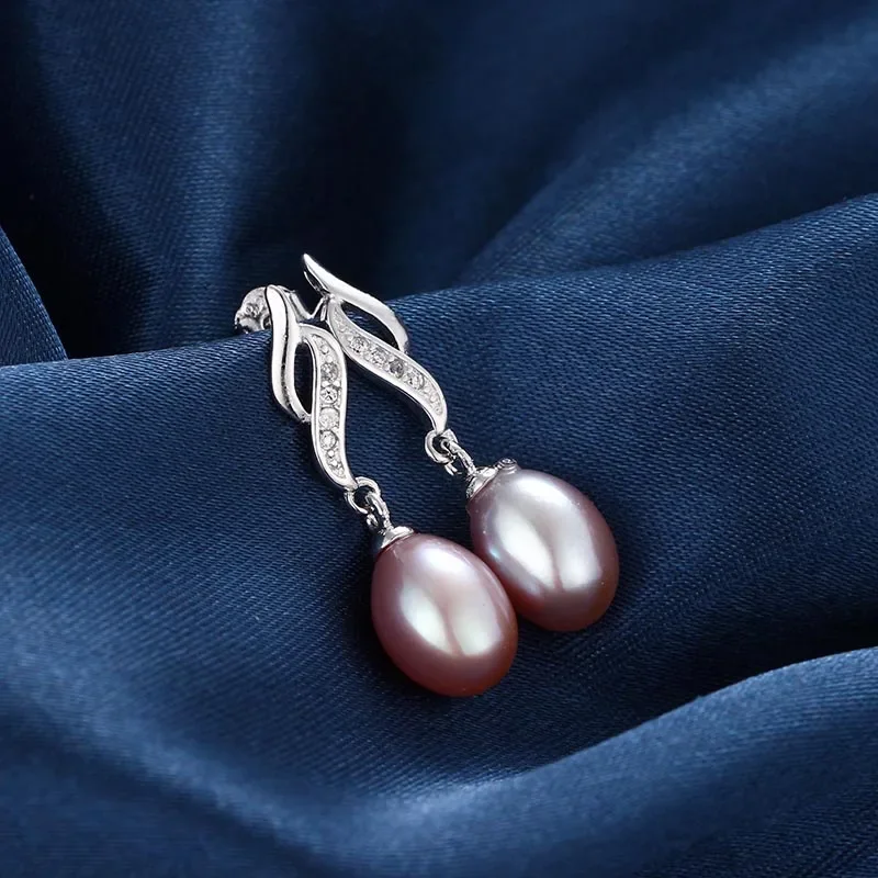 HENGSHENG Pearl Earrings Genuine Natural Freshwater Pearl 925 Sterling Silver Earrings Pearl Jewelry For Wemon Wedding Gift