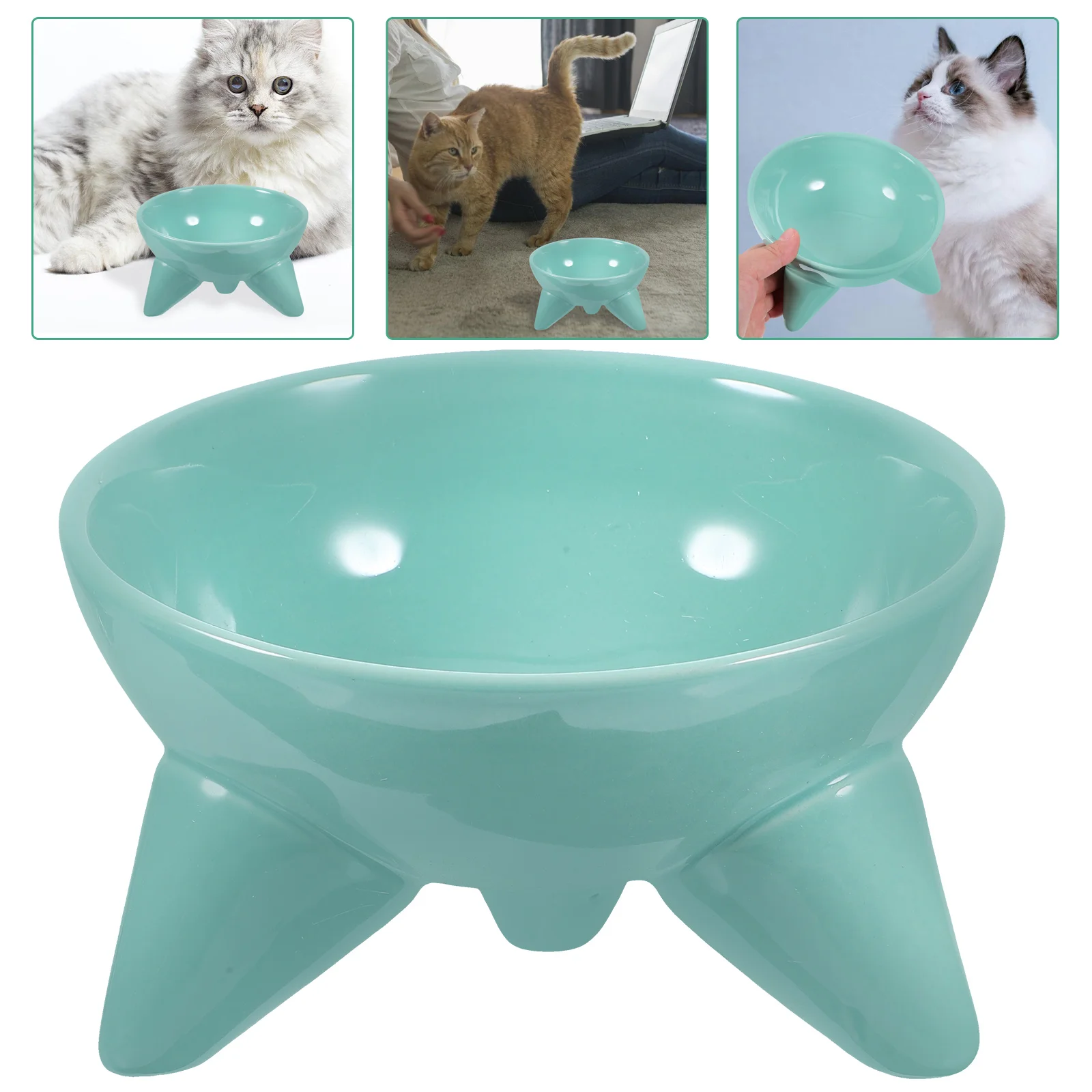 

Creative Elevated Cat Dog High Base Ceramic Pet Feeding Bowl For Small Animals Cervical Protection Durable Food Container Water